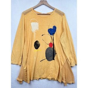 Jess & Jane Tunic Top Womens XL Abstract Graphic Mesh Art To Wear